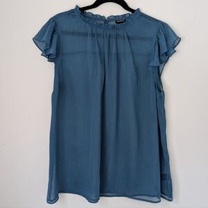 Torrid Dark Teal Ruffled Sleeve Top